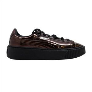 Puma  Brown Basket Metallic Platform Sneaker